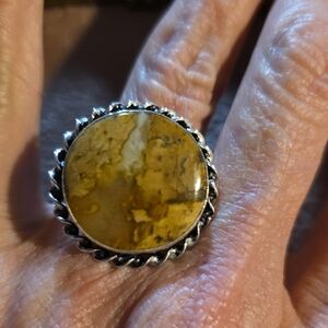 925 Sterling Silver Fruit Jasper Statement Ring
